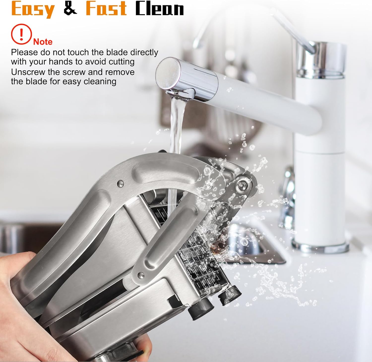 French Fry Cutter, COOK A FUTURE Stainless Steel Potato Cutter, Potato Slicer, Includes 2 Blade Size Cutter Options and No-Slip Suction Base, Perfect for use with Air Fryer