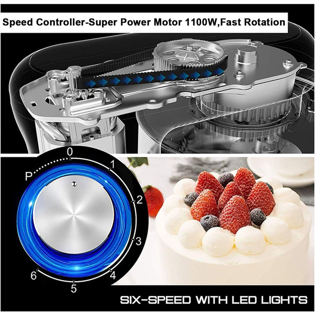 Lola 1100W Kitchen Machine Stand Mixer 6.2L Stand Bowl Mixer-Grey