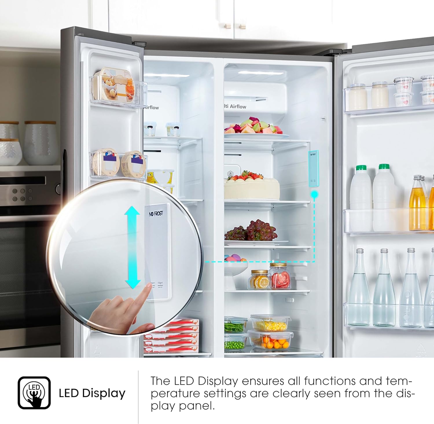 Hisense Side by Side Fridge, 508 Liter Capacity, Titanium Inox