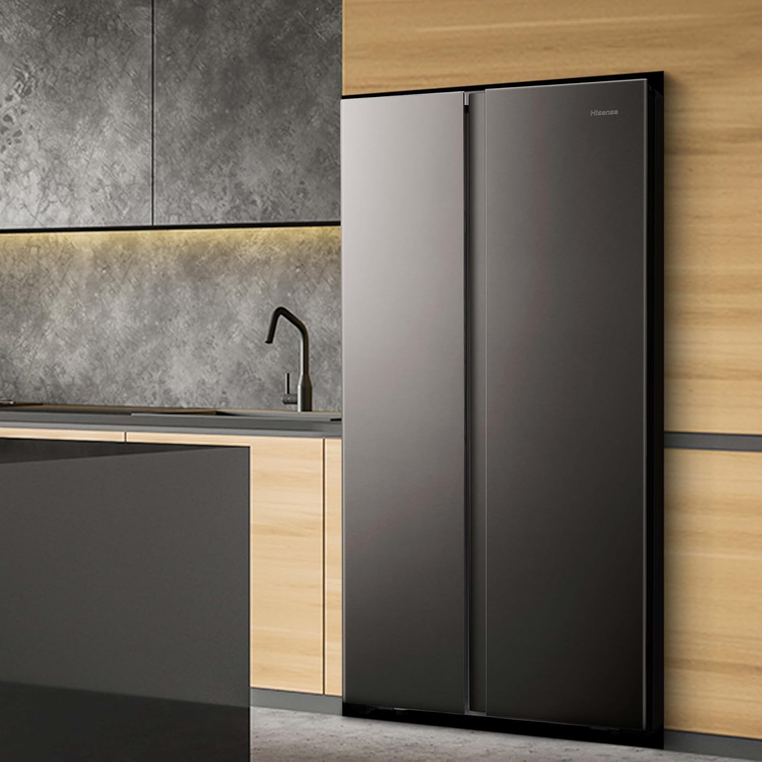 Hisense Side by Side Fridge, 508 Liter Capacity, Titanium Inox
