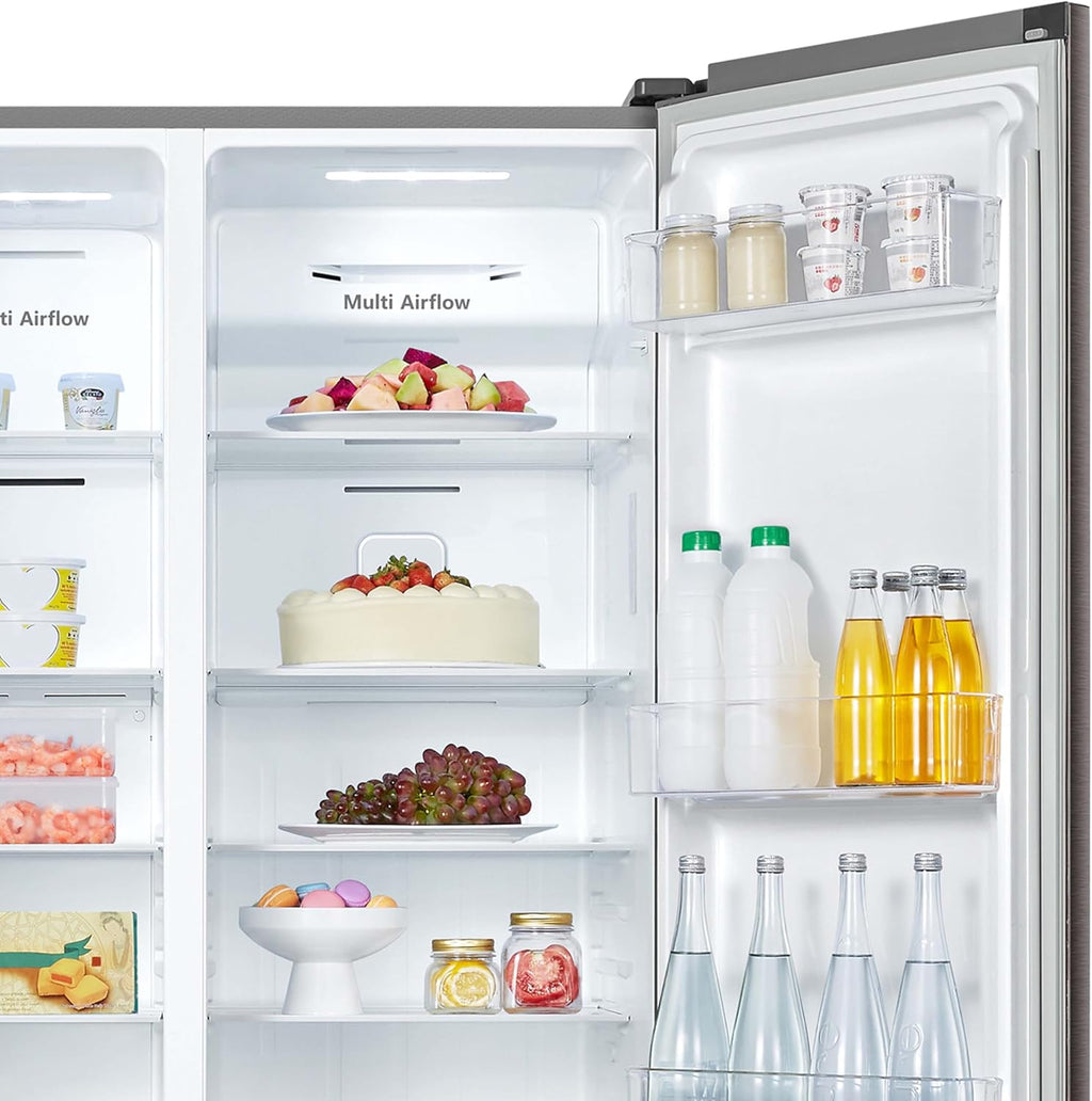 Hisense Side by Side Fridge, 508 Liter Capacity, Titanium Inox