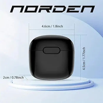 Norden Echo TWS Bluetooth Earphones, Wireless Bluetooth 5.0 Earbuds with Charging Case, 10m Range, Long Battery Life, Compact and Lightweight Design (Black)