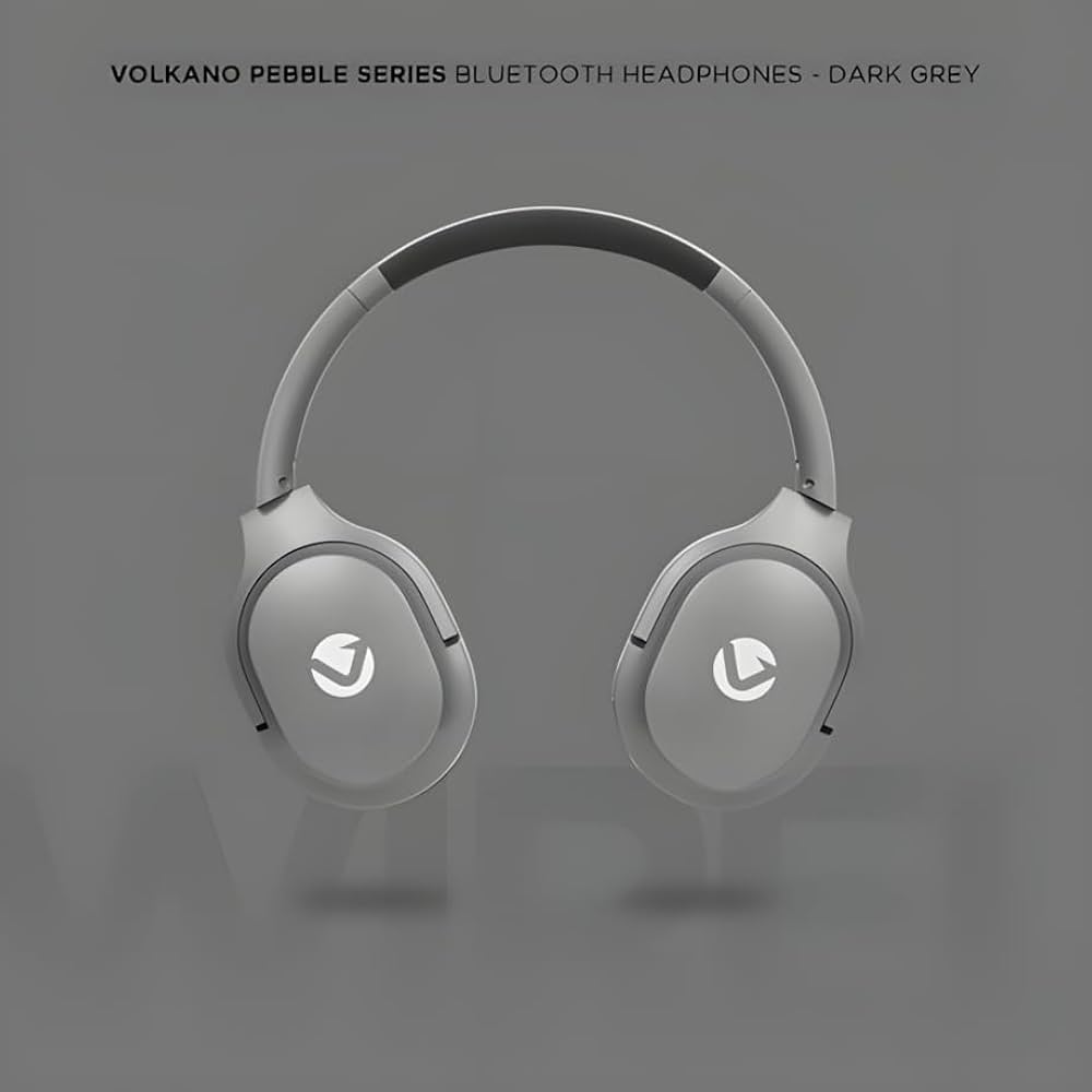 Volkano Pebble Series Bluetooth Headphones | 50-Hour Playtime | Wireless Over-Ear Comfort | Bluetooth 5.3 | Hands-Free Calling | Foldable Design | Wired + Wireless | Dark Grey