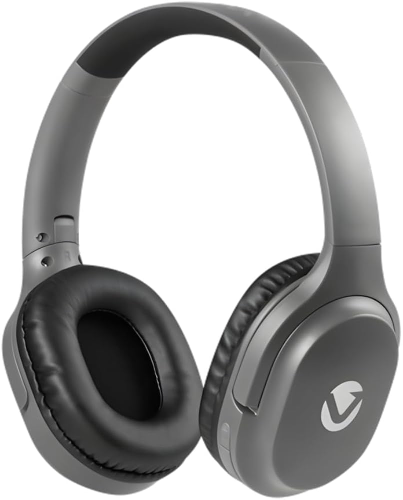 Volkano Pebble Series Bluetooth Headphones | 50-Hour Playtime | Wireless Over-Ear Comfort | Bluetooth 5.3 | Hands-Free Calling | Foldable Design | Wired + Wireless | Dark Grey