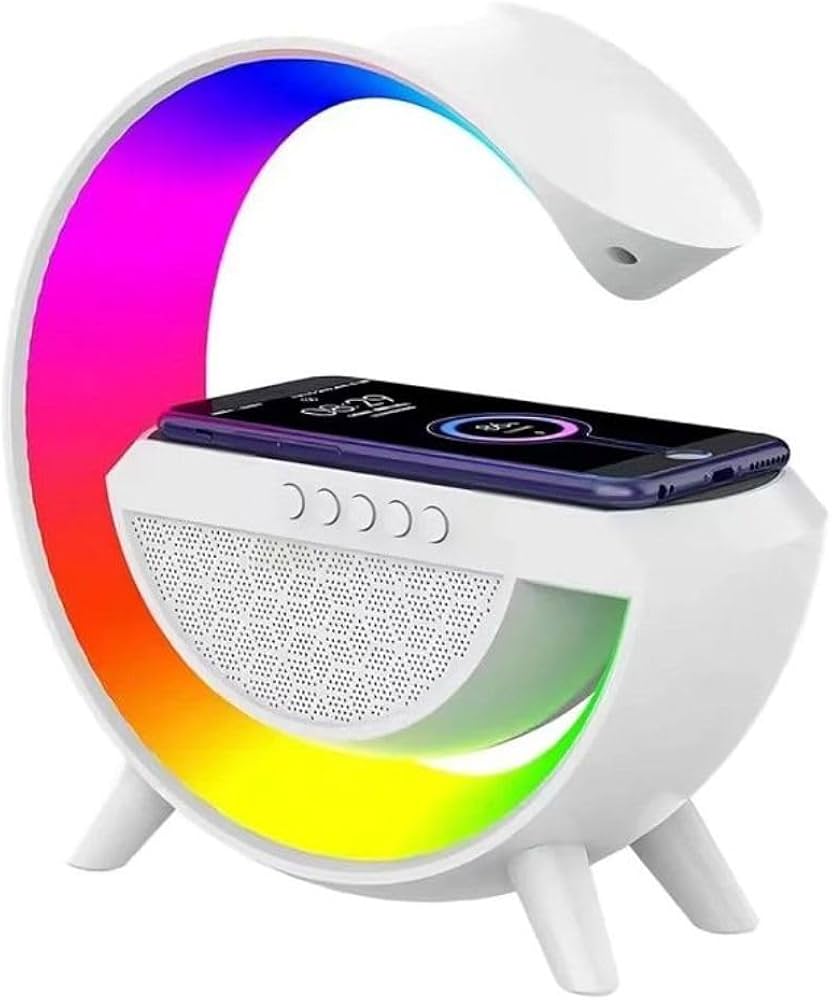 3-in-1 Wireless Bedside Bluetooth Speaker LED Lamp – 15W Fast Charging feature with USB/USB-C/Aux/BT