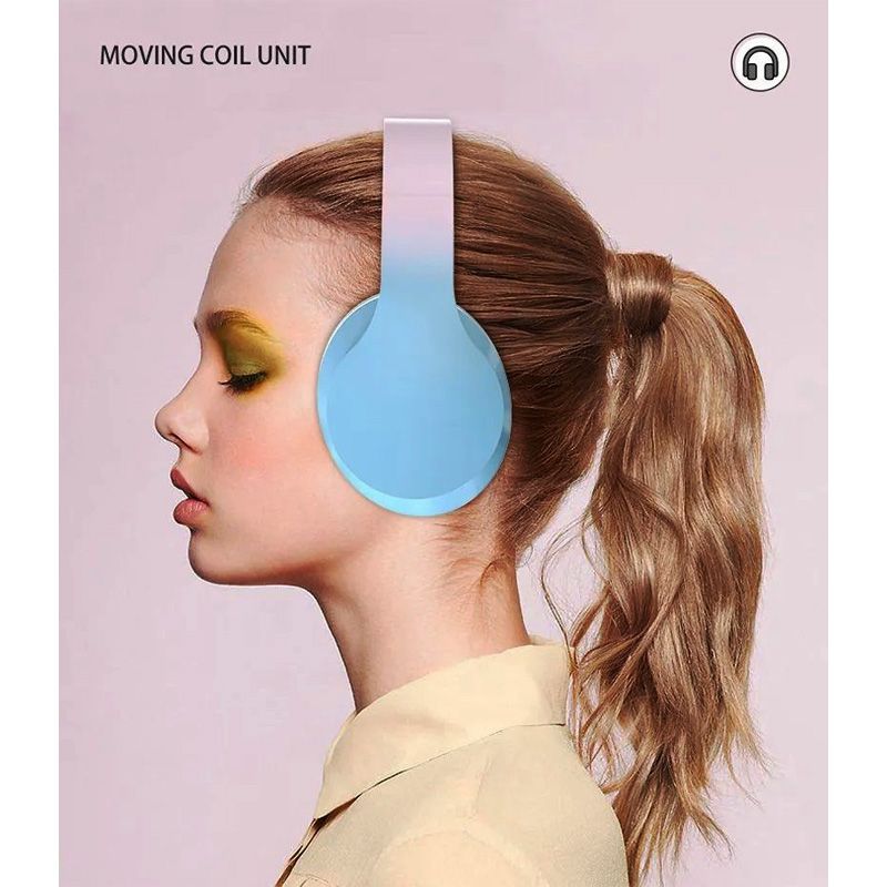 Cozy Bluetooth Wireless Stereo Headphones Soft Earmuffs,Noise Reduction - Gradient Blue