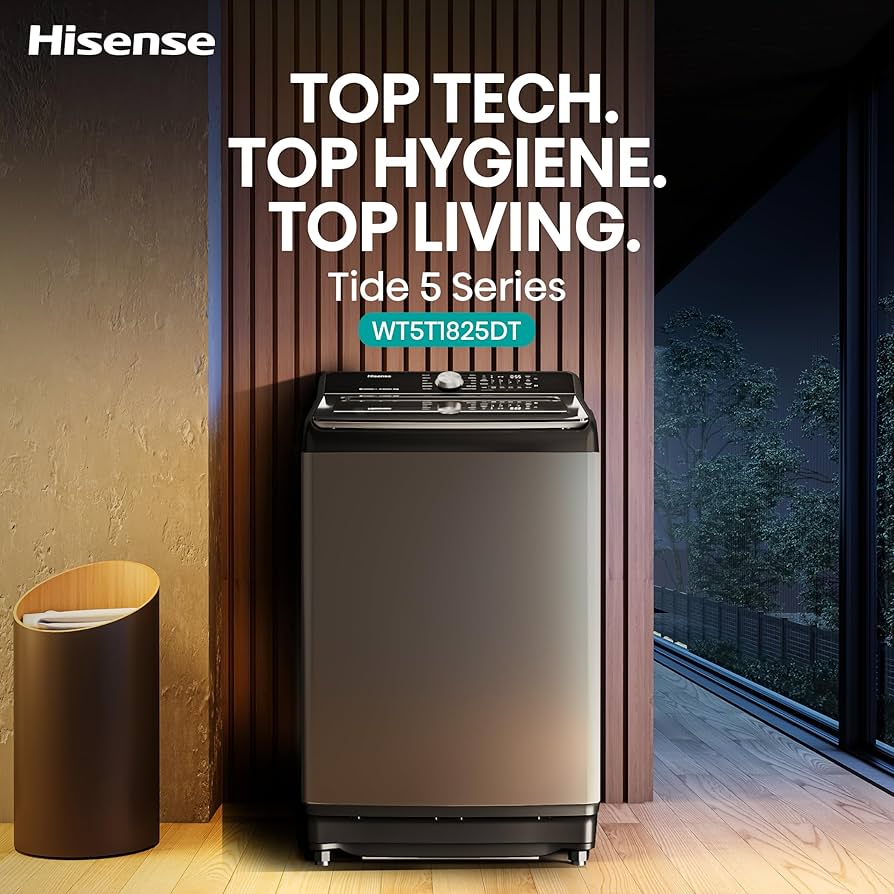 Hisense Top Loader Washing Machine, 18 Kg Load Capacity, Black