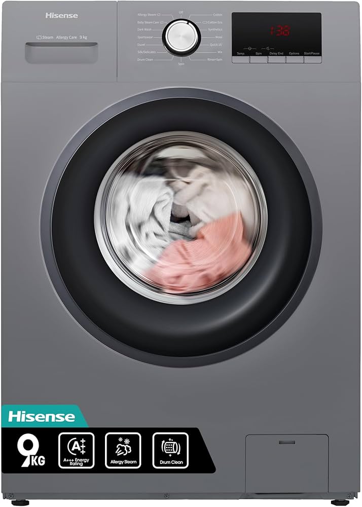 Hisense 9kg Front Loader Washing Machine with Inverter-Titanium Grey WFQP9012VMT