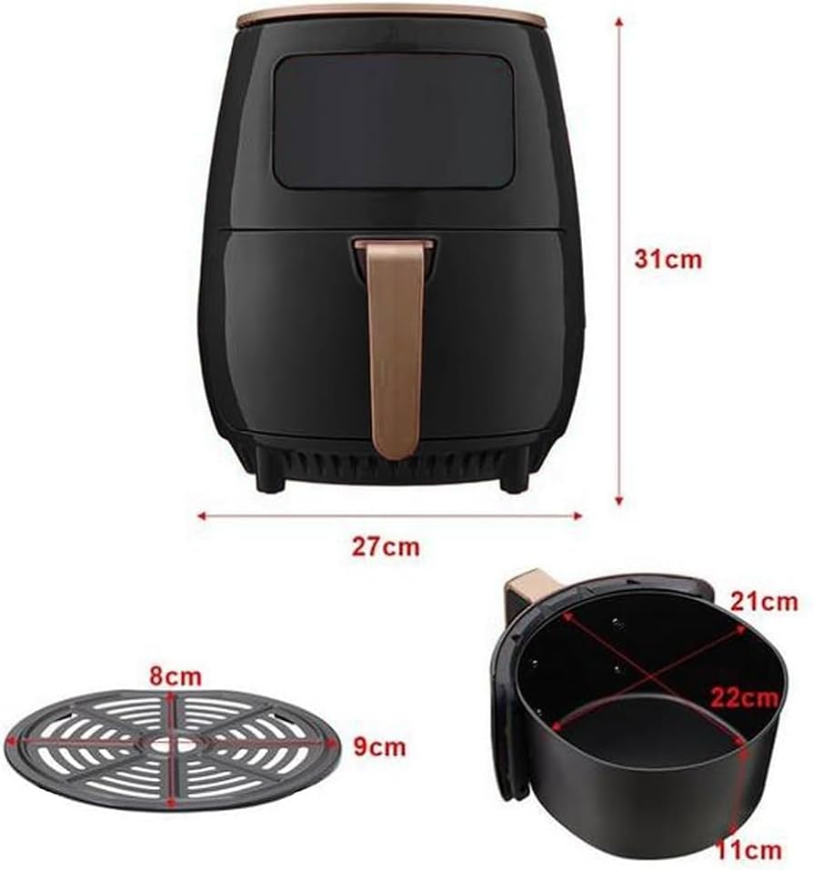 Chef’s Choice 7-in-1 Digital Air Fryer 6L with Touch Screen - LED Display, 4 Preset Modes, Non-Stick Basket, 1400W Power - XL Hot Air Cooker for Healthy Frying - Black (black)