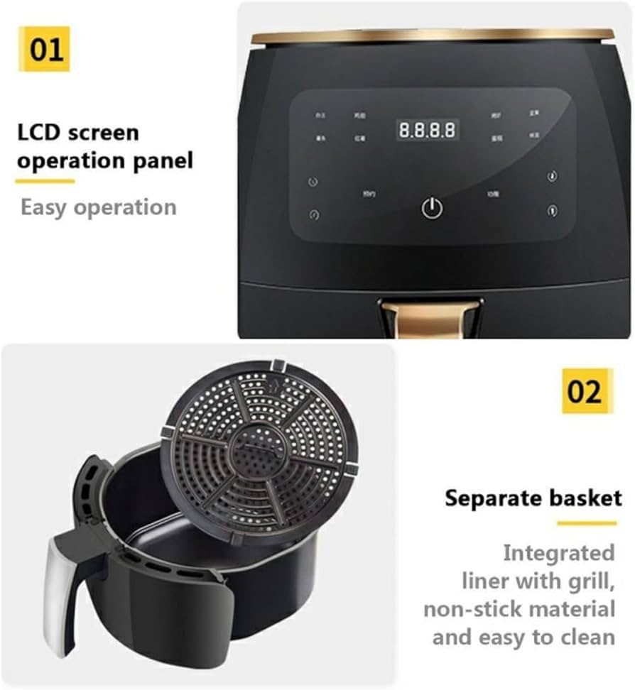 Chef’s Choice 7-in-1 Digital Air Fryer 6L with Touch Screen - LED Display, 4 Preset Modes, Non-Stick Basket, 1400W Power - XL Hot Air Cooker for Healthy Frying - Black (black)