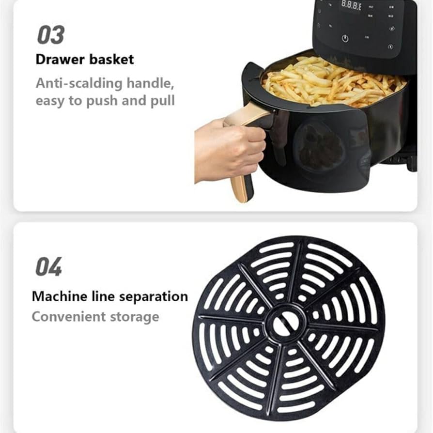 Chef’s Choice 7-in-1 Digital Air Fryer 6L with Touch Screen - LED Display, 4 Preset Modes, Non-Stick Basket, 1400W Power - XL Hot Air Cooker for Healthy Frying - Black (black)