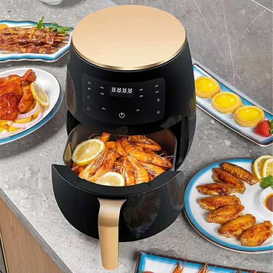 Chef’s Choice 7-in-1 Digital Air Fryer 6L with Touch Screen - LED Display, 4 Preset Modes, Non-Stick Basket, 1400W Power - XL Hot Air Cooker for Healthy Frying - Black (black)