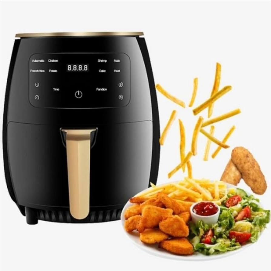 Chef’s Choice 7-in-1 Digital Air Fryer 6L with Touch Screen - LED Display, 4 Preset Modes, Non-Stick Basket, 1400W Power - XL Hot Air Cooker for Healthy Frying - Black (black)