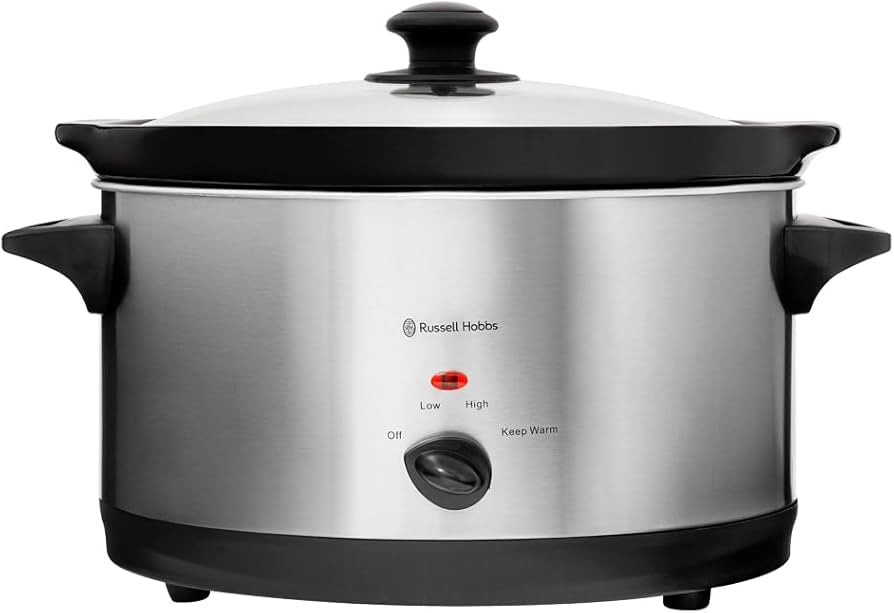 Russell Hobbs RHSS75 Oval Slow Cooker Silver/Black, 6.5 Litre Capacity