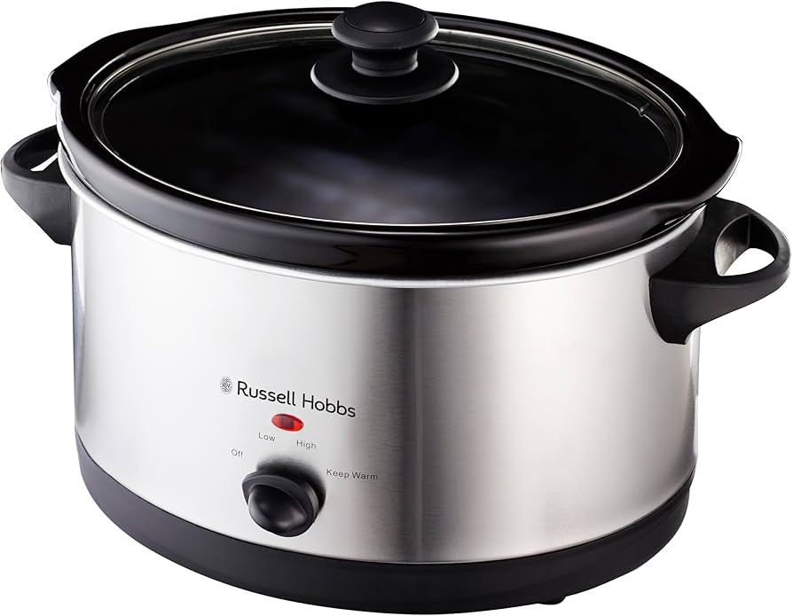 Russell Hobbs RHSS75 Oval Slow Cooker Silver/Black, 6.5 Litre Capacity