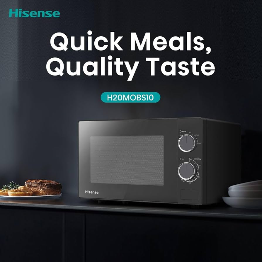 Hisense 20L Microwave, 5 Power Levels, Defrost Function, Premium Tempered Glass