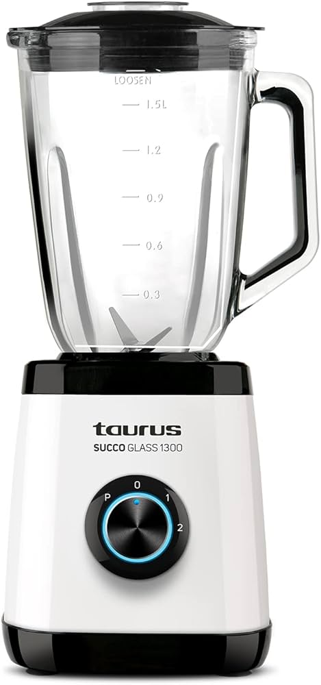 Taurus Succo Glass 1300 Hand Blender, 1300W, 1.5 L, Glass, 2 Speeds, White