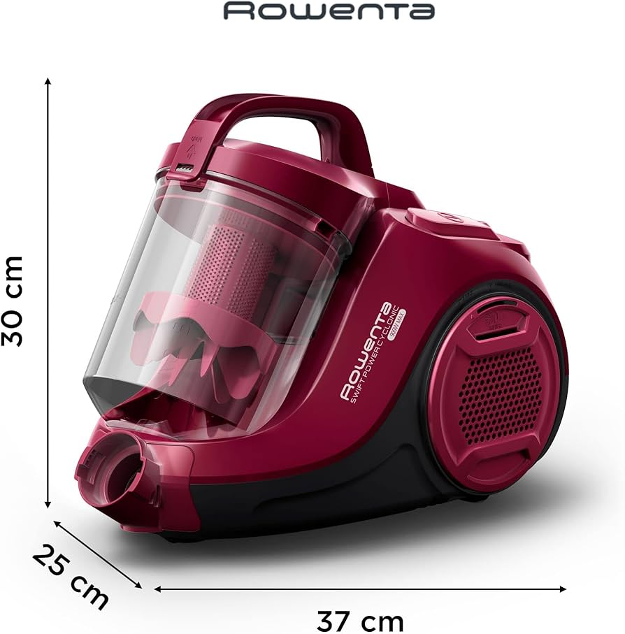 Rowenta Swift Power Cyclonic Bagless Vacuum Cleaner, Dark Red