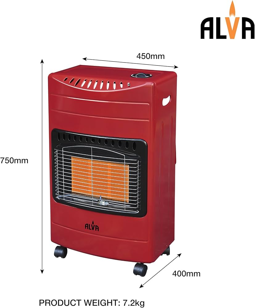 ALVA 3 Panel Luxurious Infrared Radiant Indoor Gas Heater | Red | LPGSA Certified | 12 Month Warranty