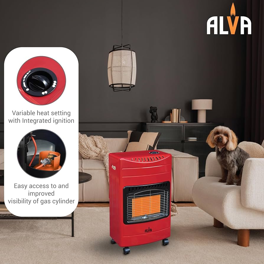 ALVA 3 Panel Luxurious Infrared Radiant Indoor Gas Heater | Red | LPGSA Certified | 12 Month Warranty