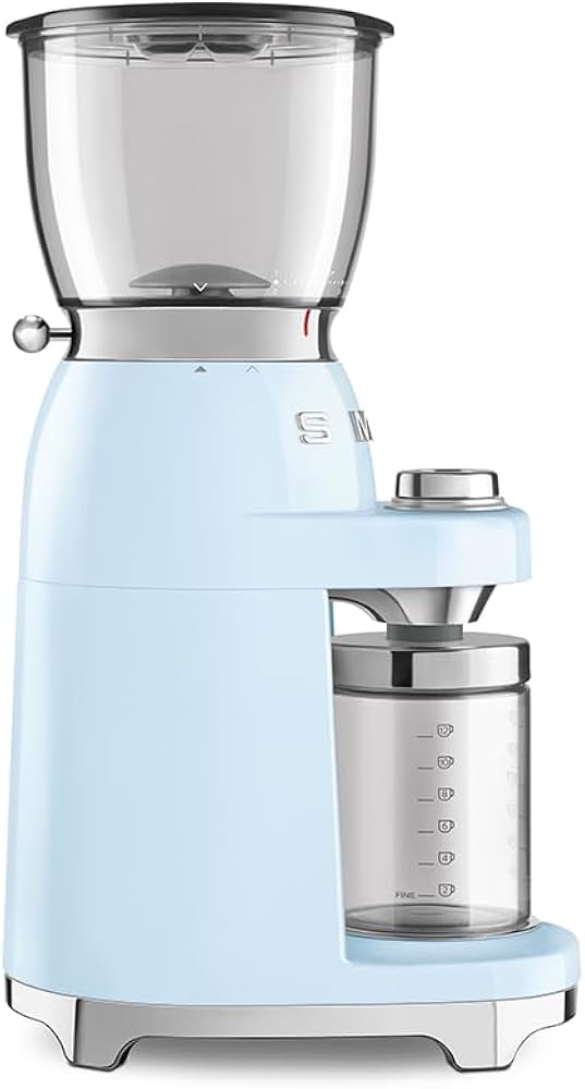 Smeg Pastel Blue Retro Conical Burr Coffee Grinder CGF01PBEU